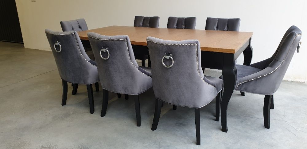 Zestaw glamour stół+8 krzeseł do salonu jadalni wygodny Producent nowy