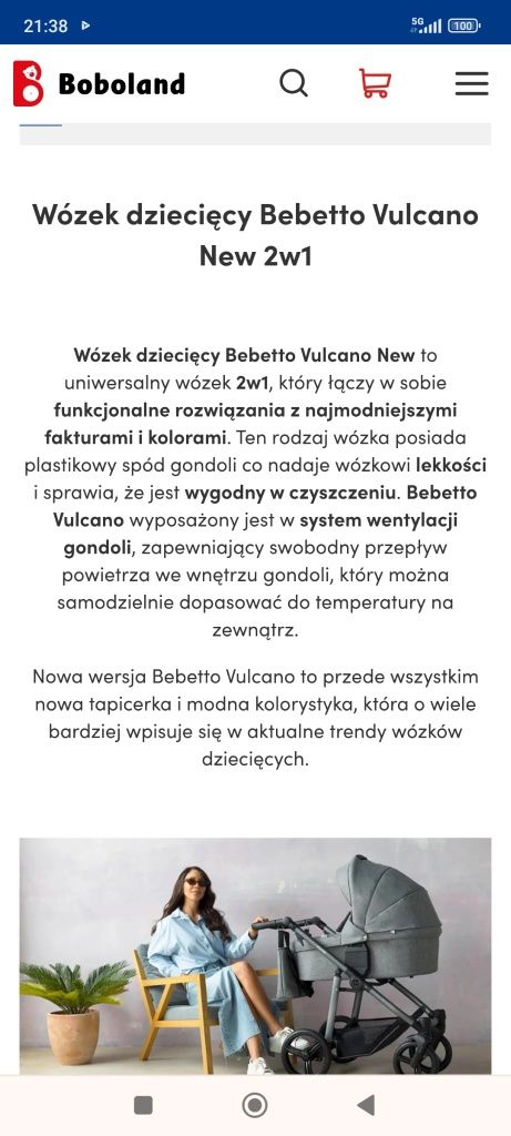 Wózek 2w1 Bebetto Vulcano