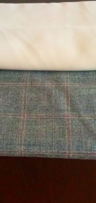 Відрізи ткани кремовий,клітинка для брюк,спідниці.