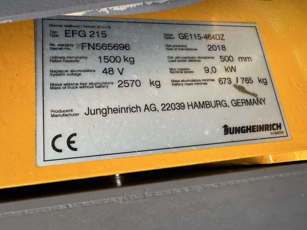 Електричний навантажувач Jungheinrich EFG 215 Germany