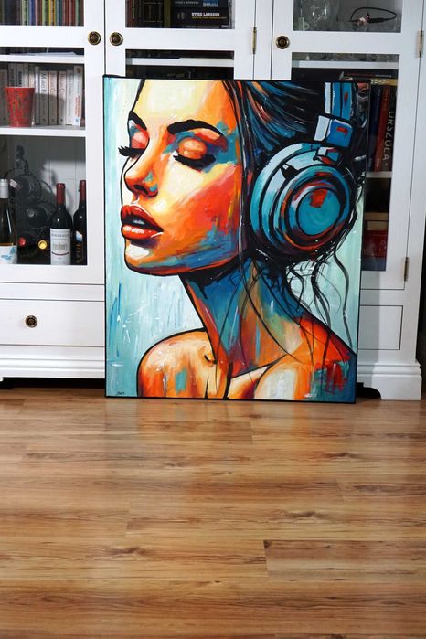 Obraz olejny 80x100 duży nowoczesny na płótnie do salonu R Stach