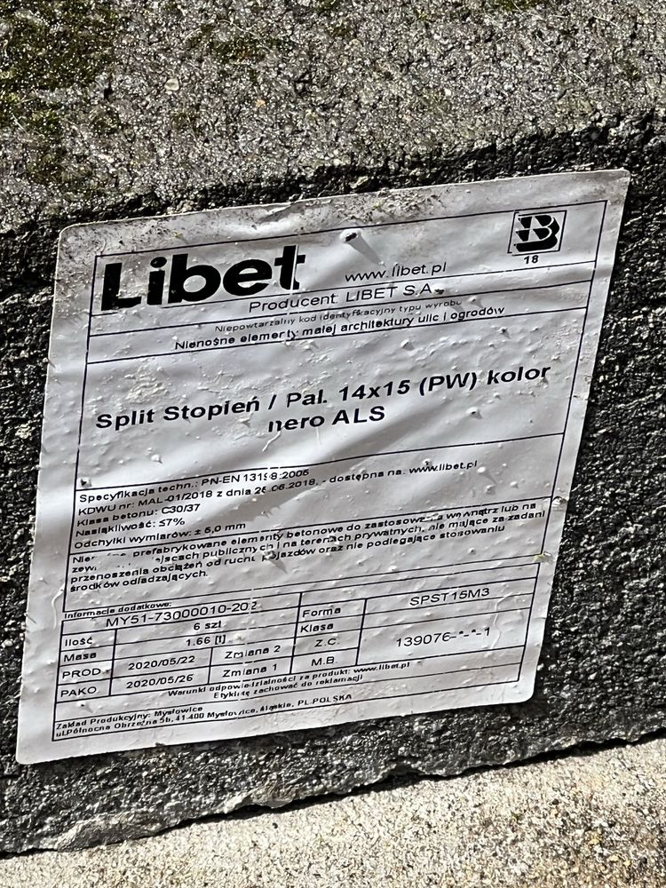 Stopień- blok schodowy betonowy split