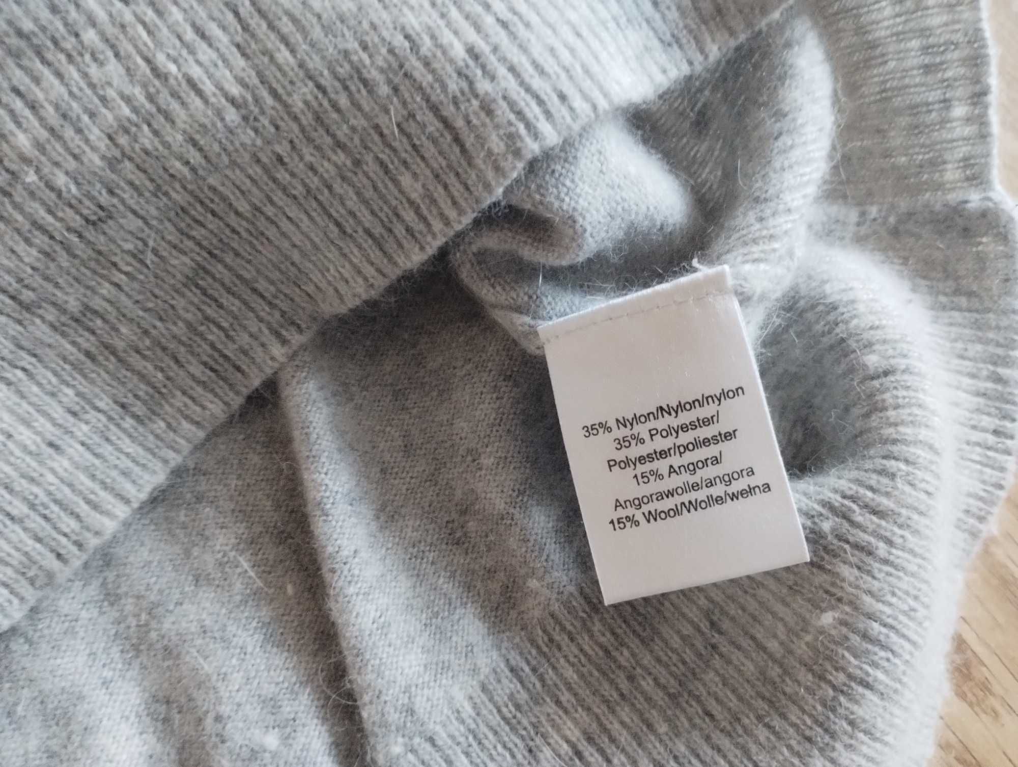 Sweter damski siwy z domieszką angory L-XL lub 40-42 dłuższy