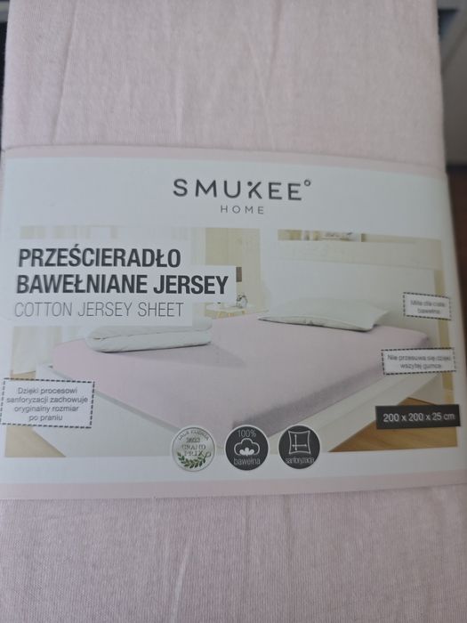 Nowe prześcieradło bawełniane z gumką Smukee 200x200