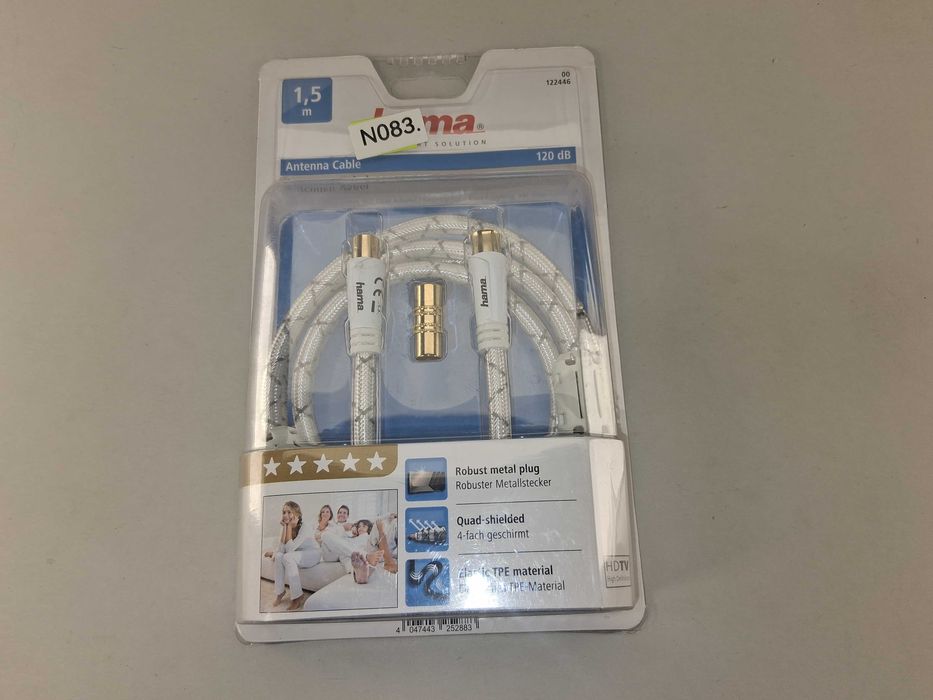 N083 Kabel Antenowy HAMA 1,5m 120dB Quad Shield Adapter NOWY