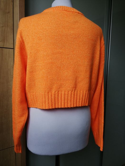 Sweter damski akrylowy pomarańczowy neonowy  krótki M /38/10 H&M