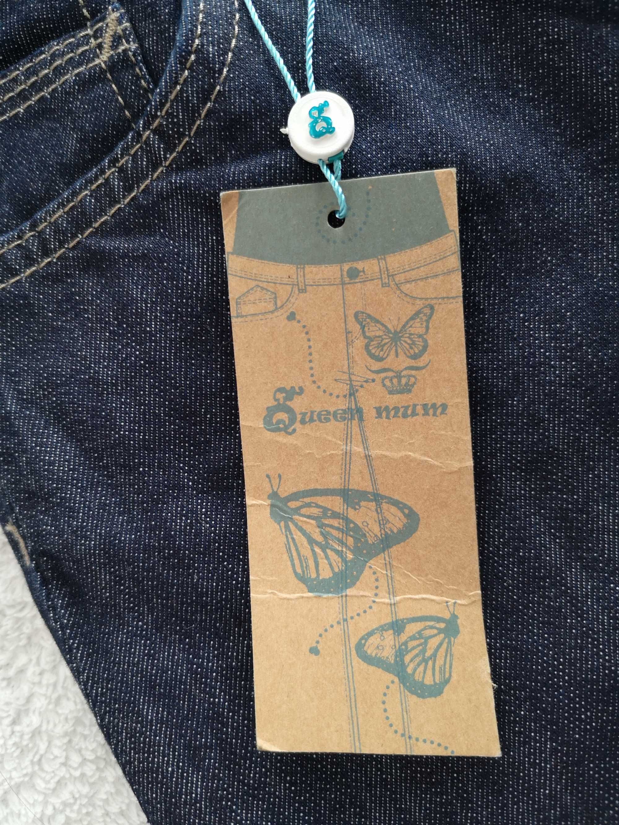 Nowe granatowe spodnie ciążowe jeansowe jeansy Queen Mum 38 - 40