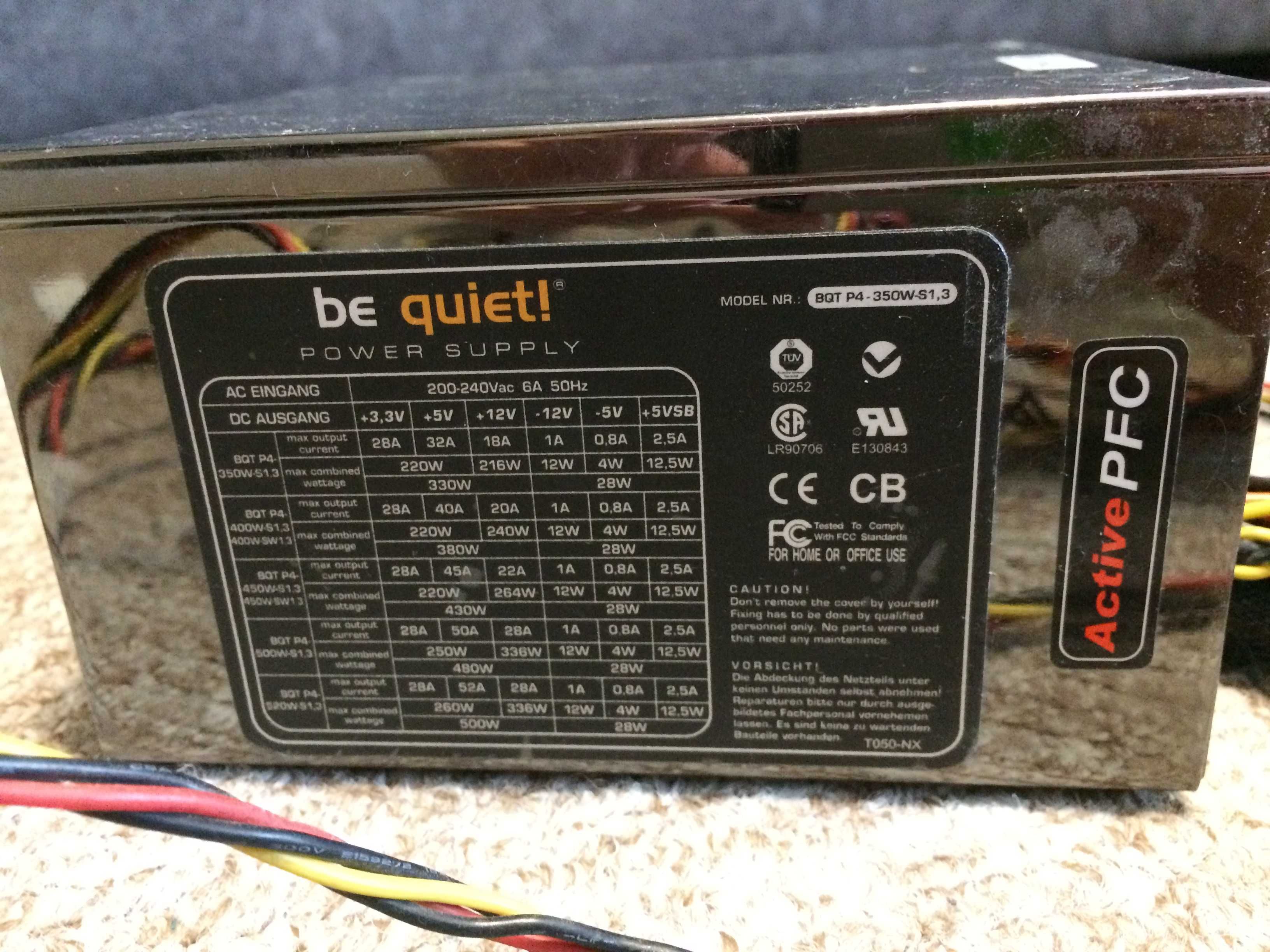 Блок живлення be quiet! BQT P4-350W-S1.3 350W (20A по 12V лінії)