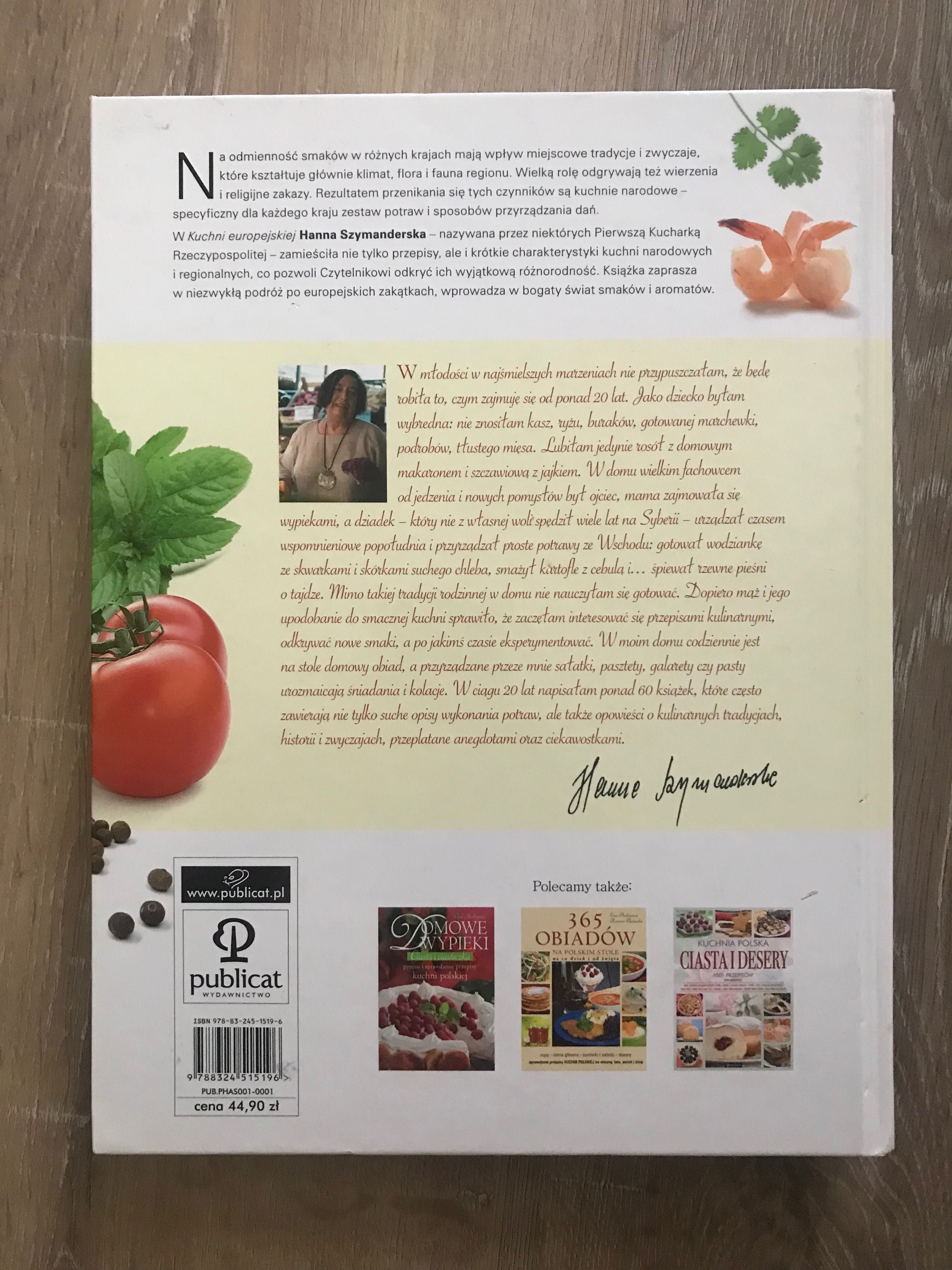 Książka z przepisami - Kuchnia europejska / Hanna Szymanderska