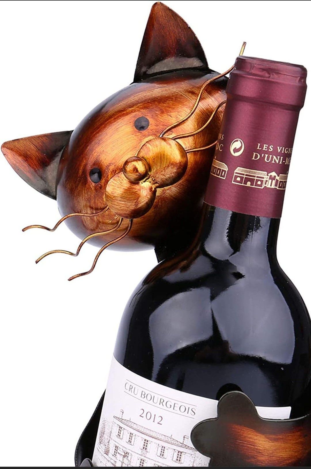 Stojak na wino z motywem kota