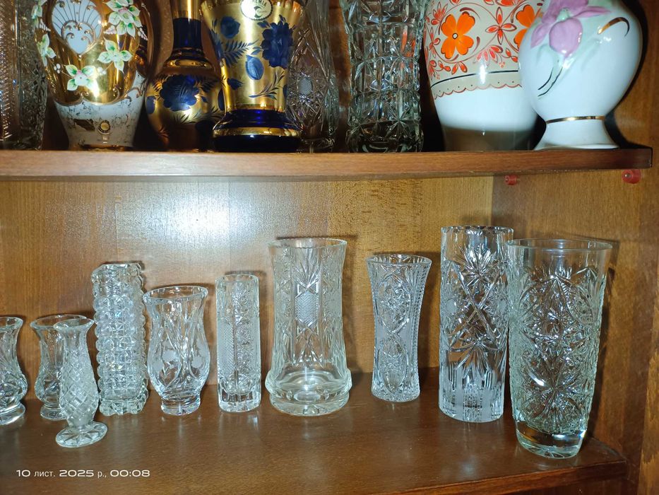 Вазы для цветов. Хрусталь СССР, Чехия.