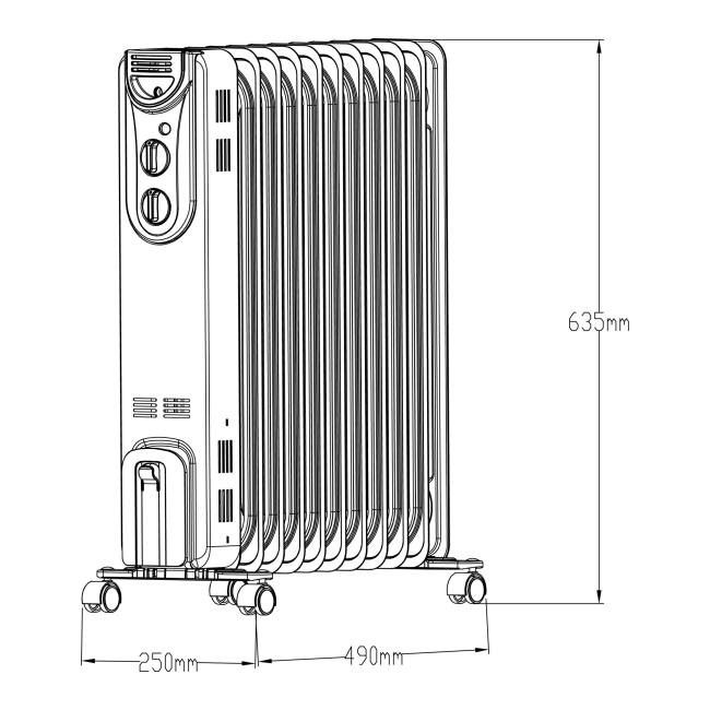 Grzejnik olejowy 2500 W biały