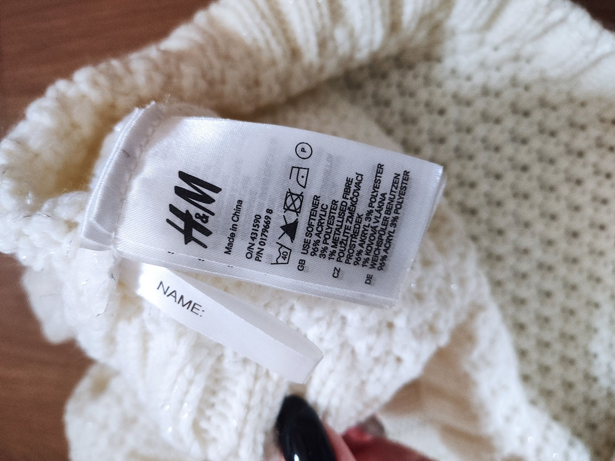 H&M Komin biały ze srebrną nitką Nowy