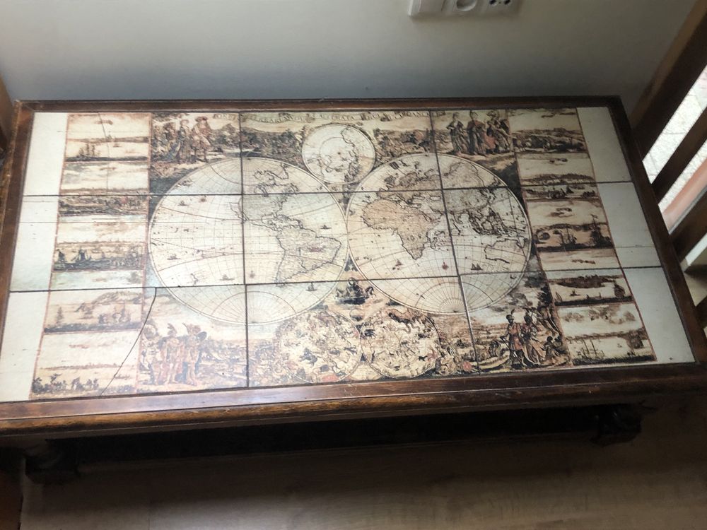 Stolik rustykalny boho marynistyczny mapa 131x70x43cm