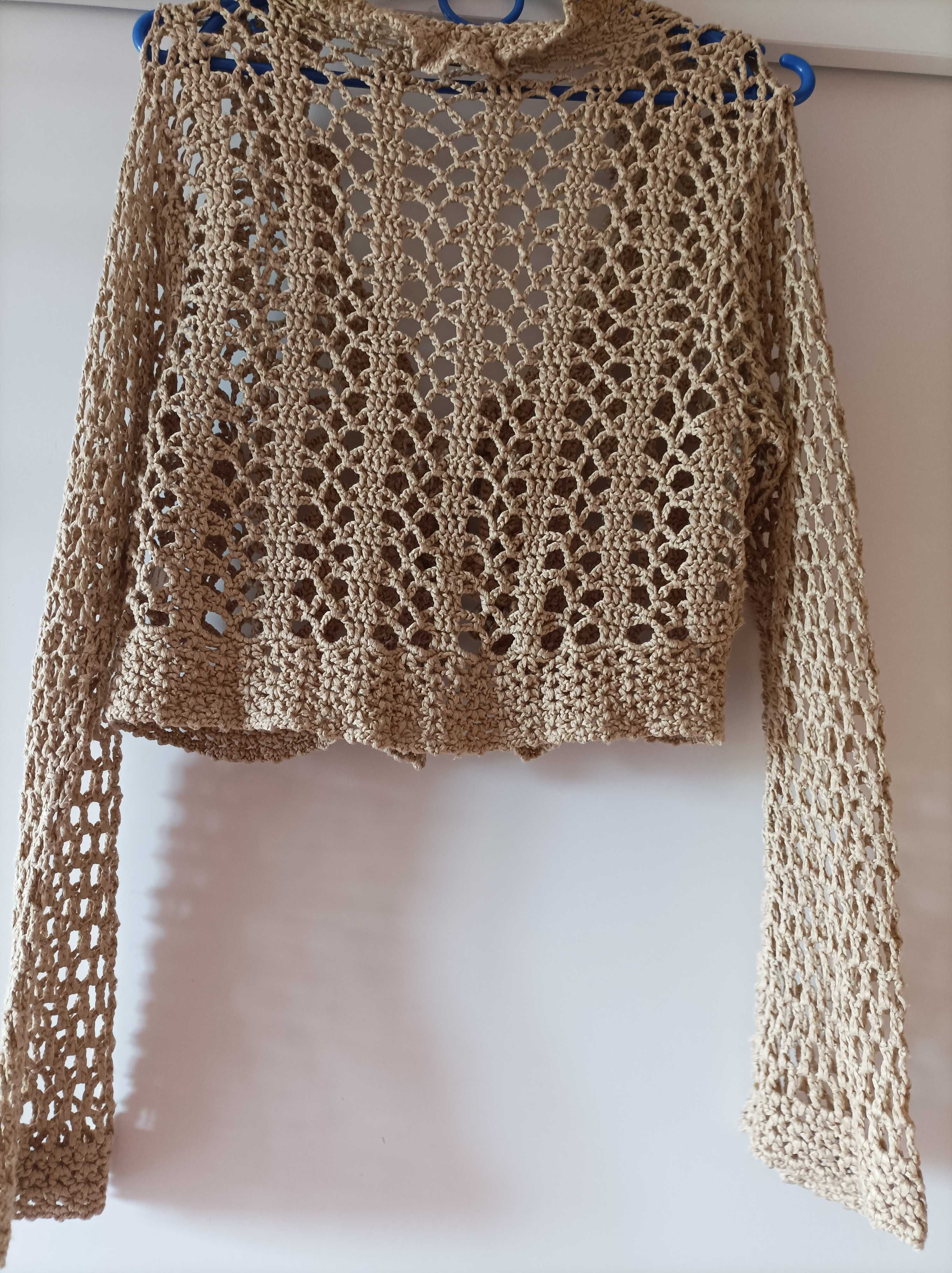 Sweter brązowy ażur rozm S/M