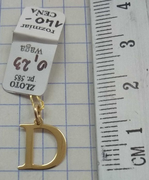 Wisiorek Litera D Złoto 585 14 karat NOWE