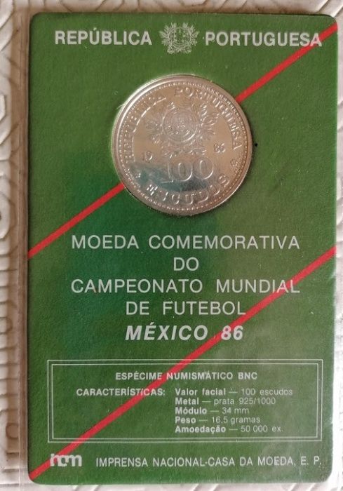 Vendo moeda 100 escudos Prata Campeonato Mundial Futebol México 86