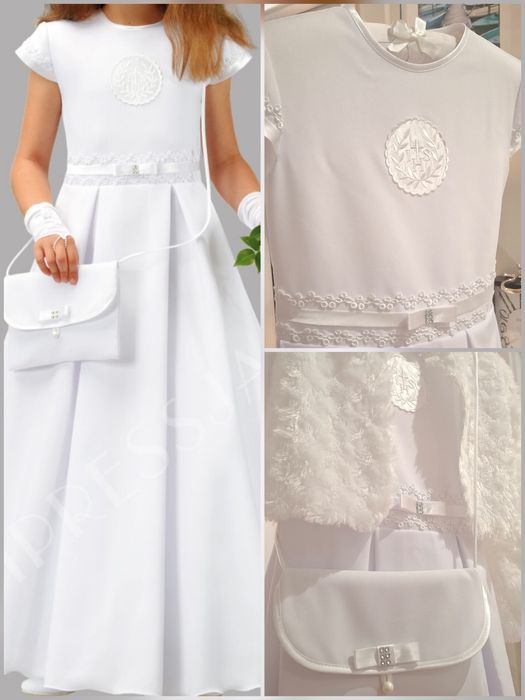 *Impressja* cudna sukienka alba komunijna bolerko torebka halka 134
