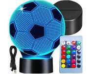 Lampka nocna/biurkowa  Led piłka nożna 3D RGB z pilotem