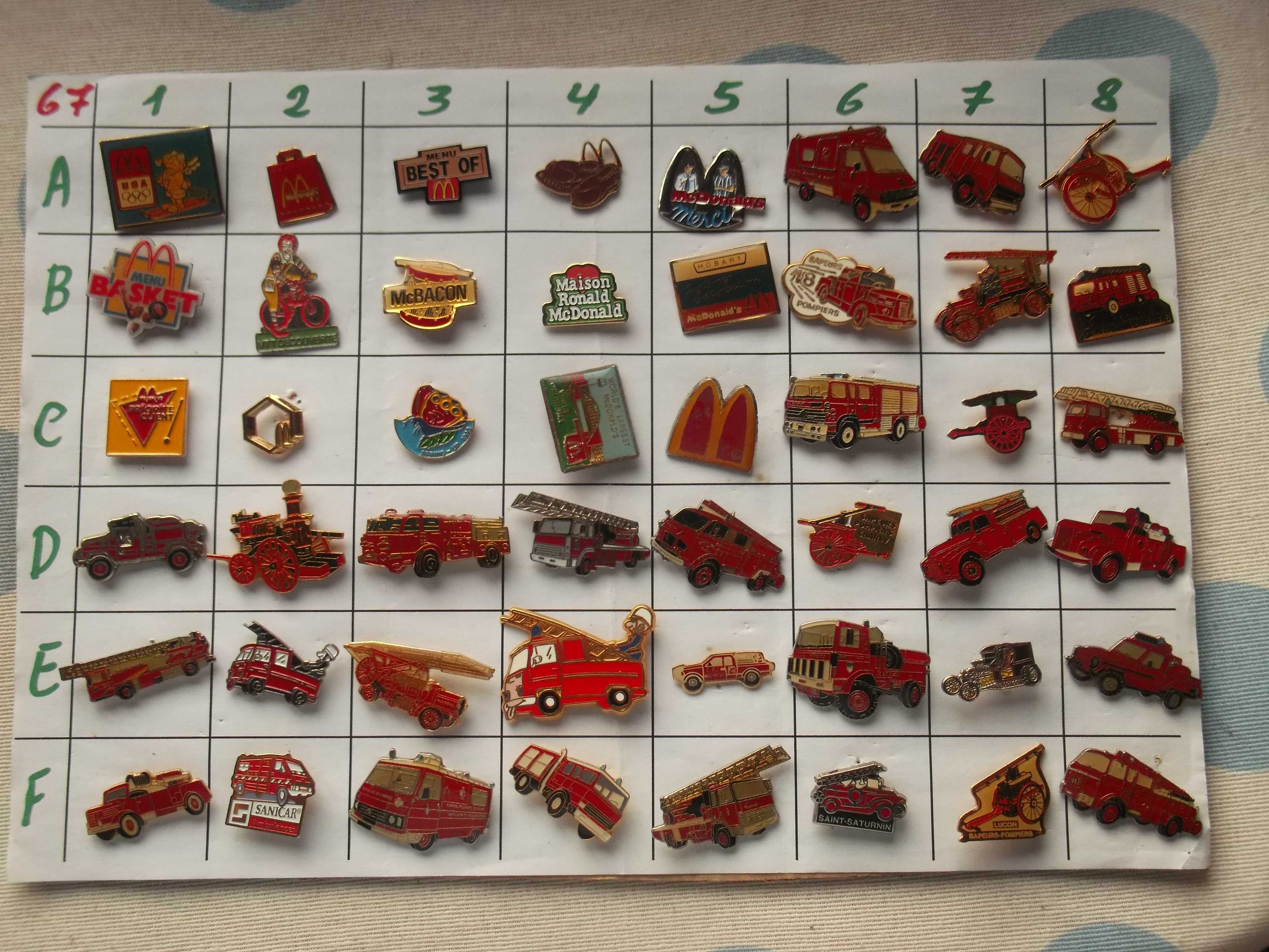 Pins da Coca Cola entre outros