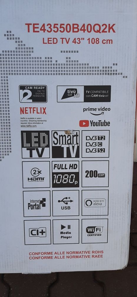 Telewizor LED 43 cale smart tv wifi NETFLIX gwarancja