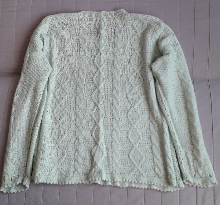 Miętowy sweter robiony na drutach r.ok.XXL