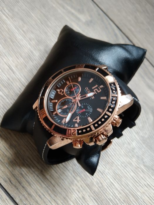 Zegarek męski Ochstin złoty czarny różowe złoto chronograf stoper styl