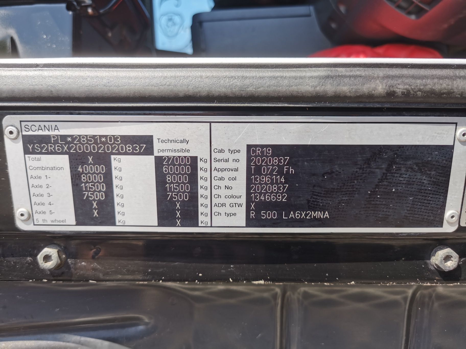 SCANIA R500, 6x2, V8, klima, retarder, 60 ton DMC