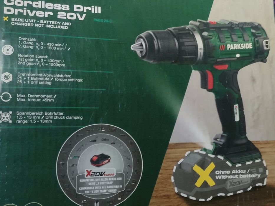 Wiertarko wkrętarka Parkside 20V z akcesoriami nowa kompletna