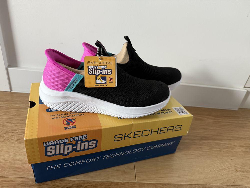NOWE Skechers slip ins 303800L/BKPK r.34 ultra flex 3.0