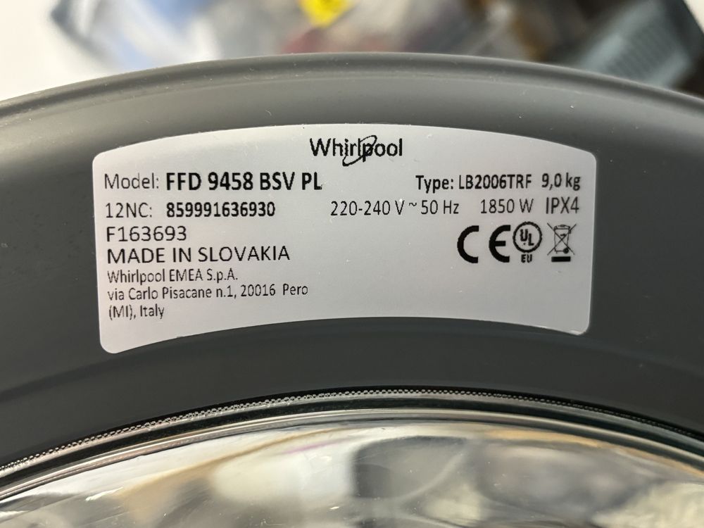 Pralka Whirlpool FFD9458BSVPL 9kg 1400 obr