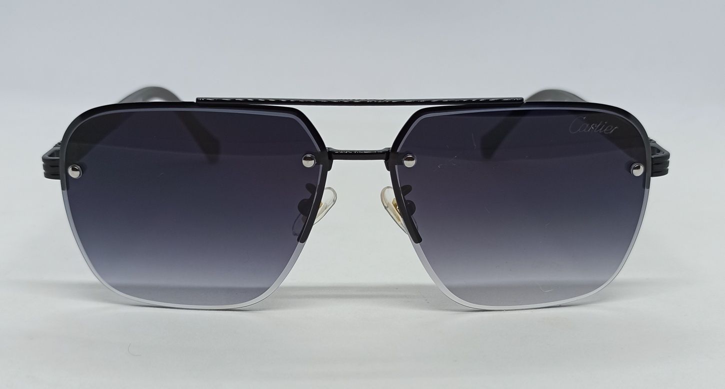 Cartier стильные мужские  очки оправа черная линзы серый градиент 2319
