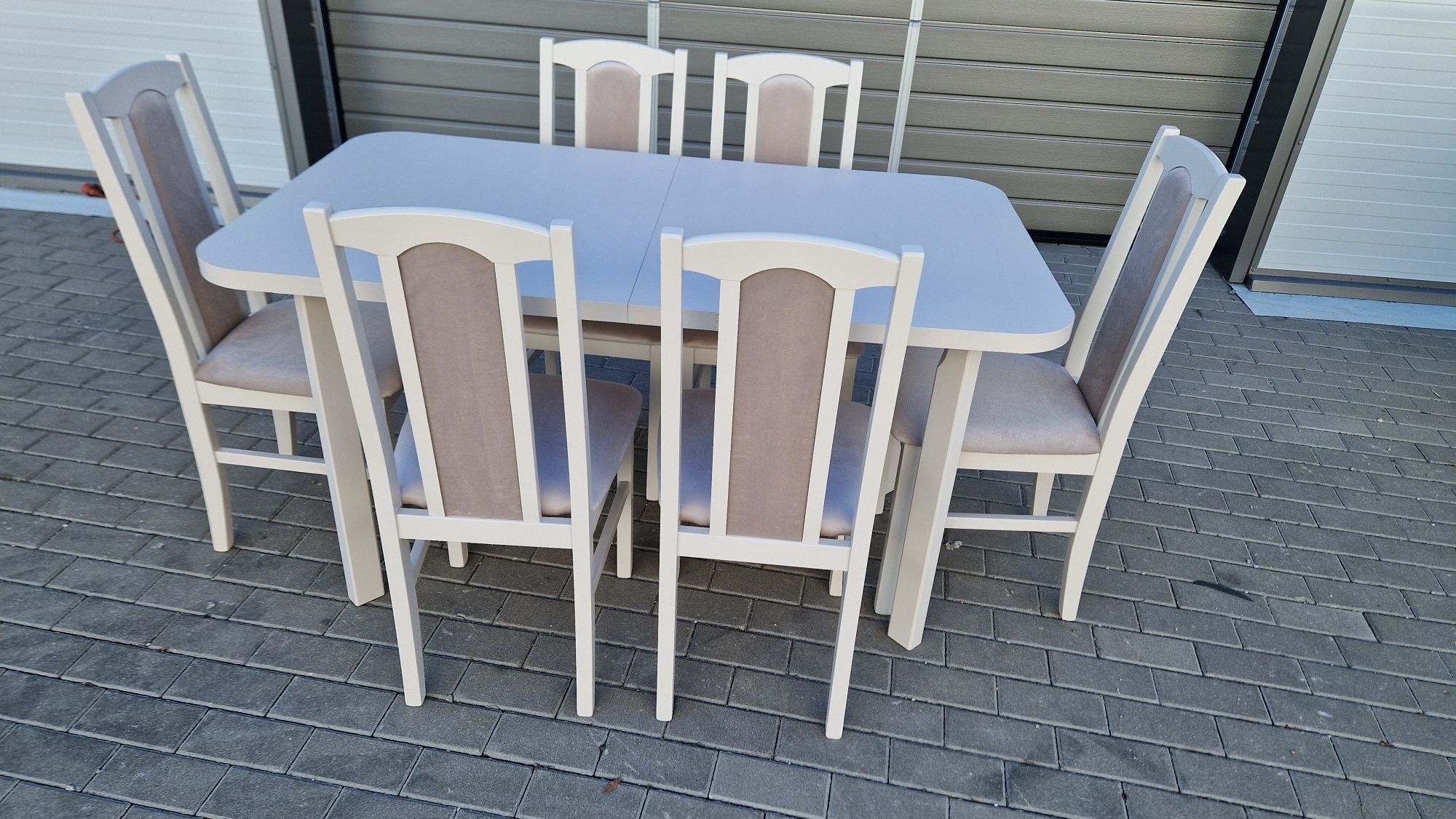 Nowe: Stół 80x140/180 + 6 krzeseł, KASZMIR+LATTE, dostawa cała PL