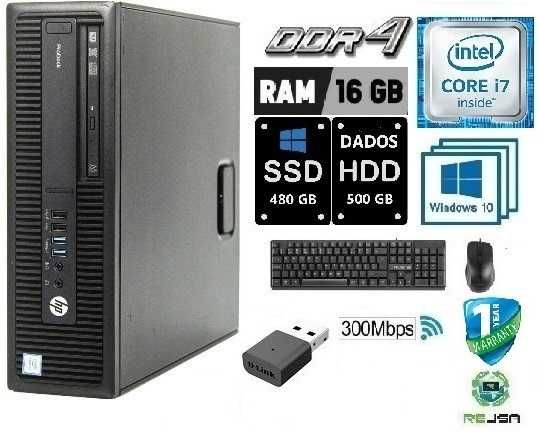 Pc-HP/OFFICE-6ªG-i7 6700 3.4G|16G-DDr4|SSD512G+HD500G|KIT|Wifi|W10|W11