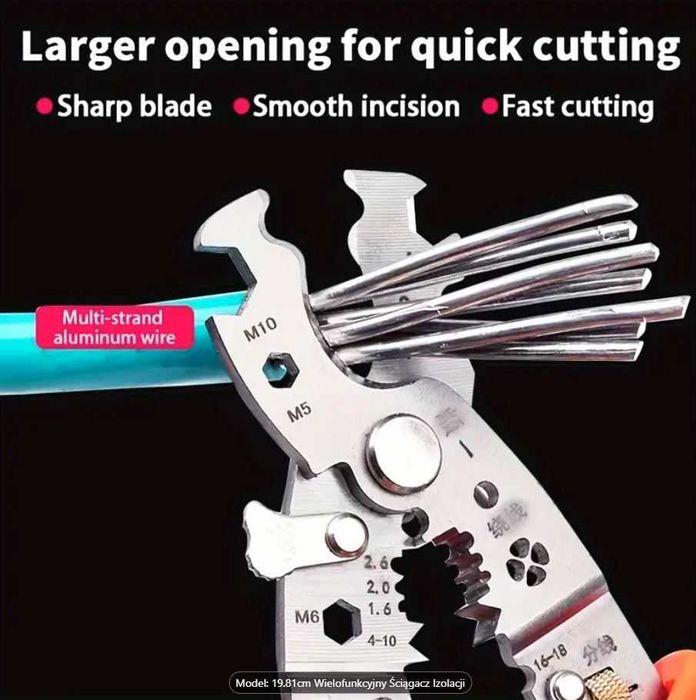 Uniwersalny ściągacz izolacji kabli elektrycznych, cięcia kabli