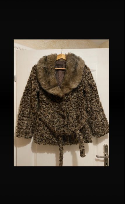 Futro Damskie Panterka Modne Kożuch Płaszcz Retro Ciepłe Vintage M