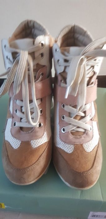 Sneakersy koturn ZIGN pudrowy beż róż r.38 24,5 cm
