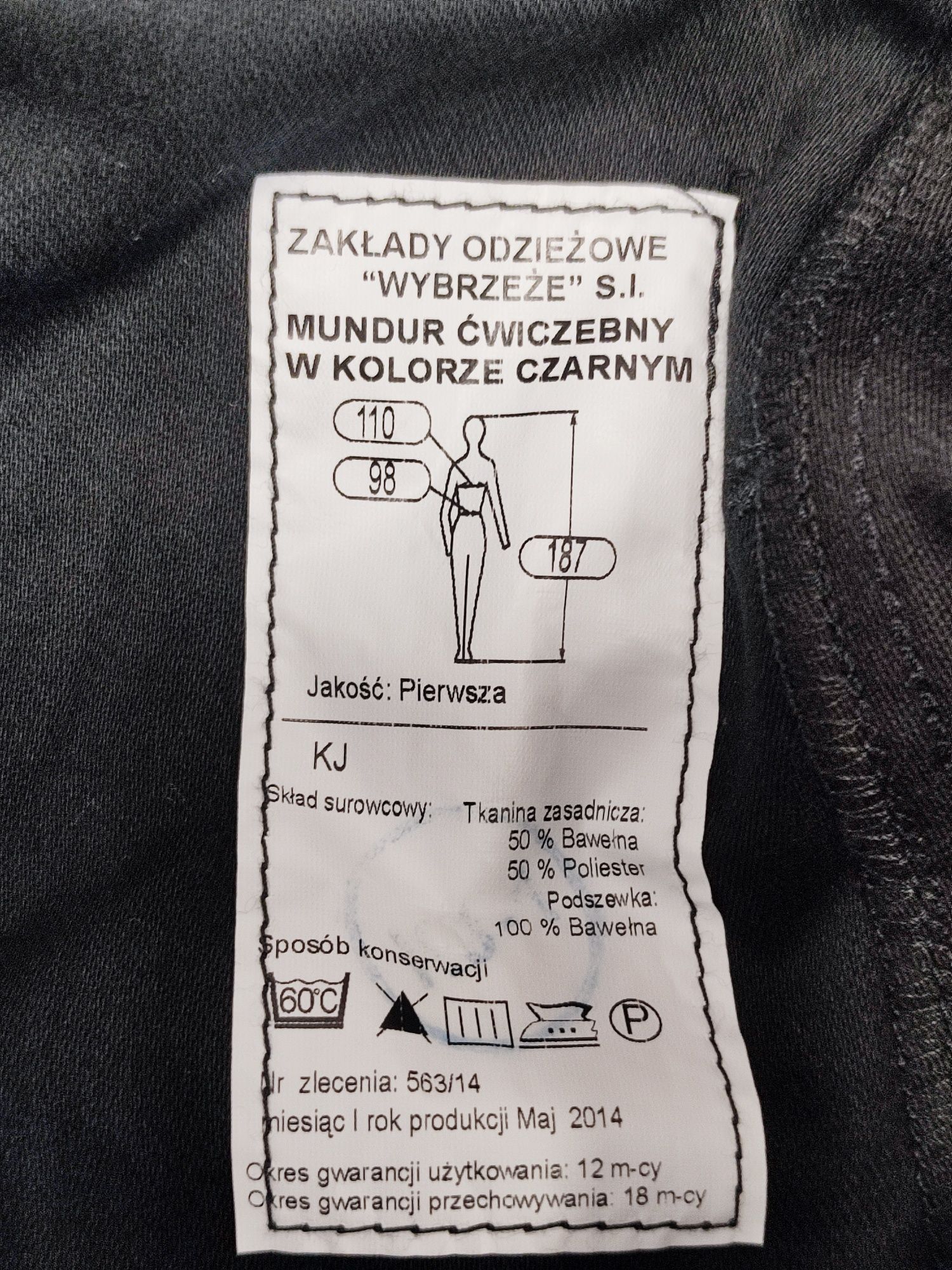 Mundur ćwiczebny czarny kombinezon