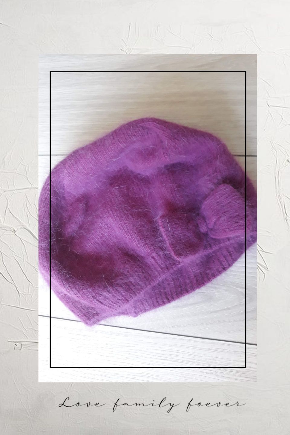 H&M mięciutki beret czapka z angory | fuksja | kokardka | R uniwersaln