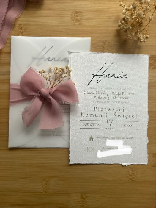 Zaproszenie boho Chrzest/Komunia