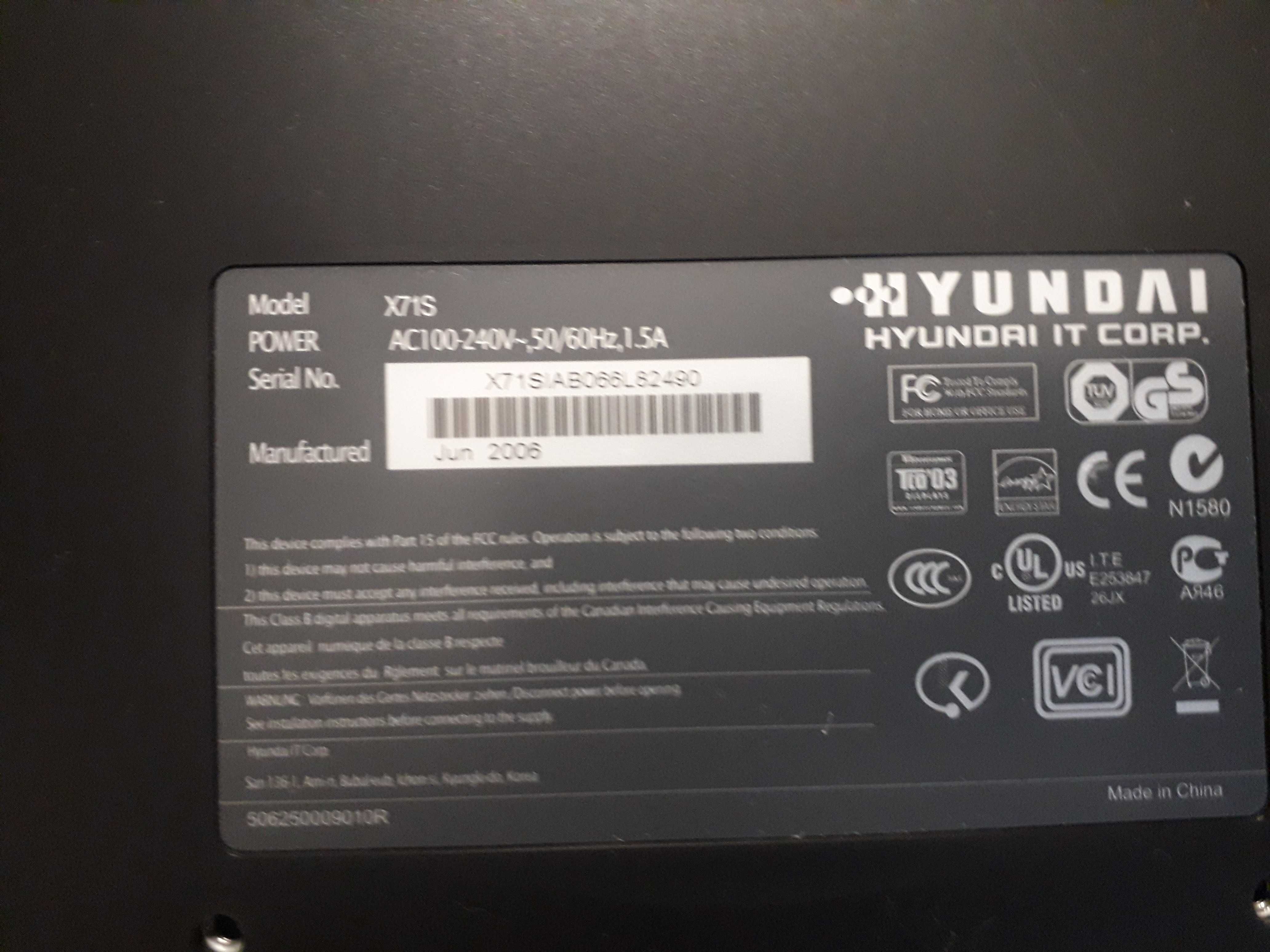 Monitor Hyundai X71S  17 cali , w pełni sprawny, Bielsko- Biała