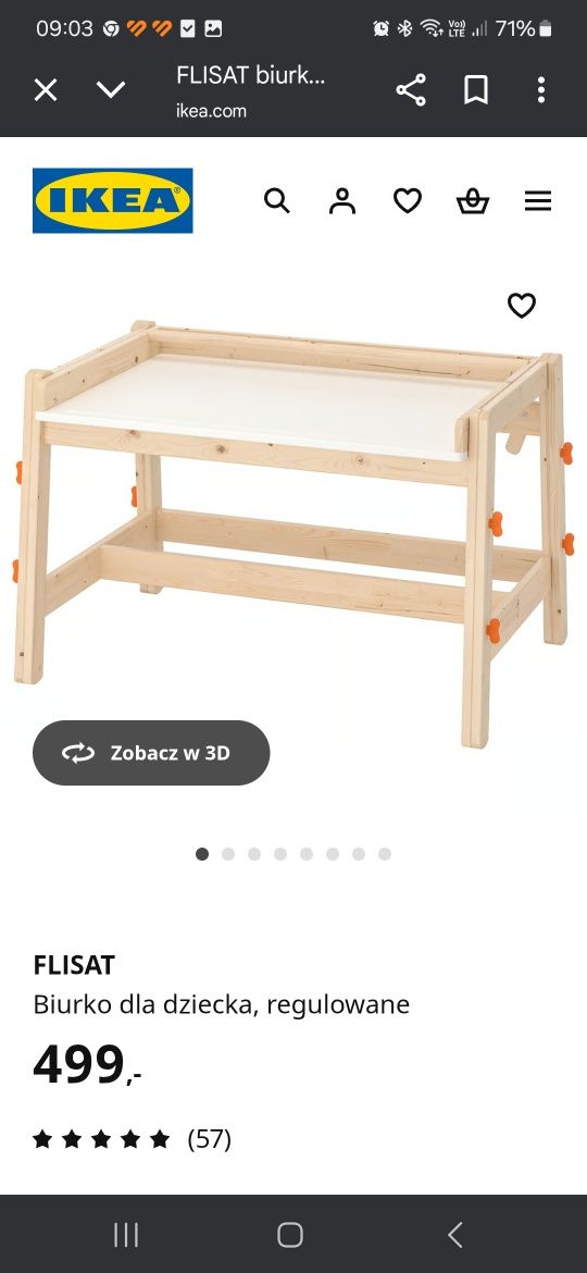 Biurko Flisat Ikea regulowane
