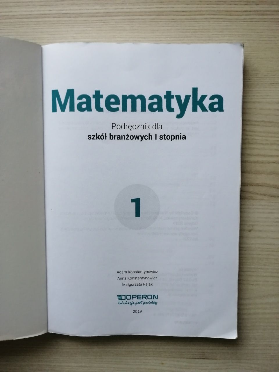 Matematyka 1 Operon podręcznik dla szkoły branżowej I stopnia