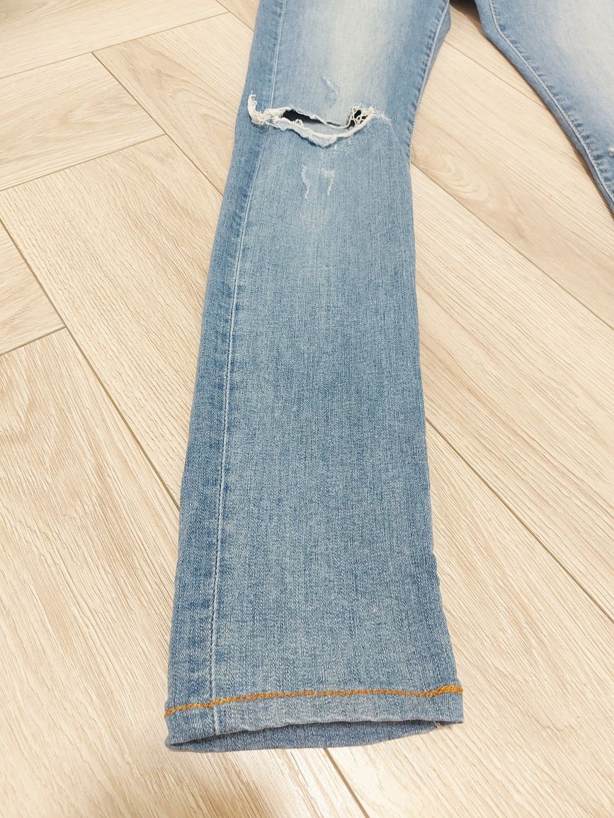 Jeansy z dziurami wysoki stan H&M W28 L32