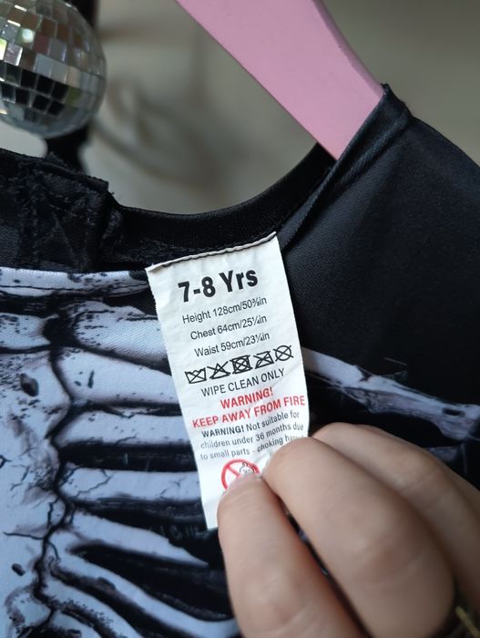 Strój karnawałowy, przebranie halloween, kostium szkielet 122/128