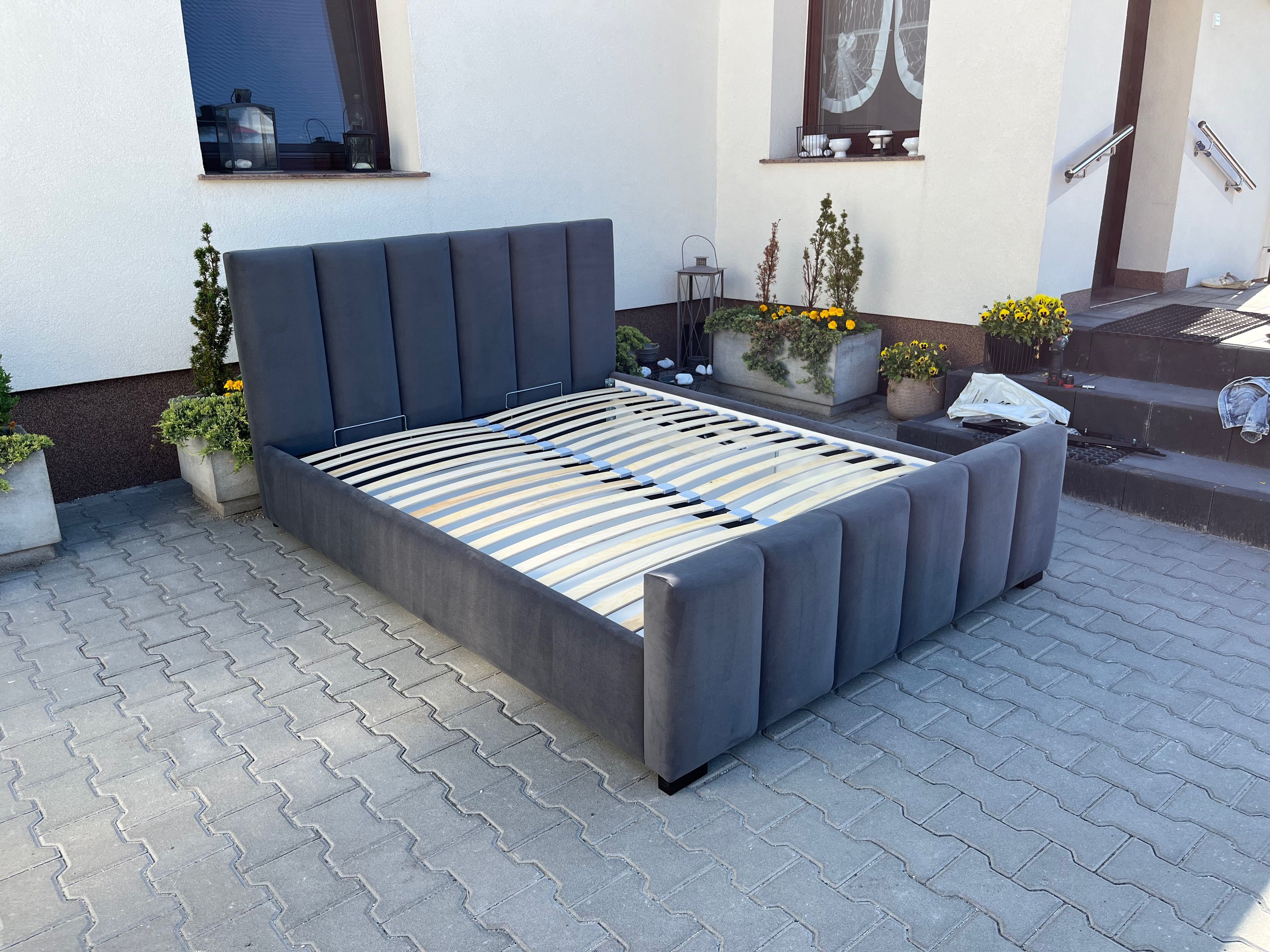Łóżko tapicerowane Ramona z pojemnikiem + stelaż pod materac  160x200
