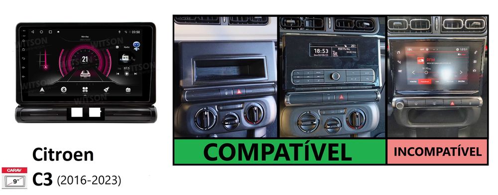 (NOVO) Rádio 2DIN 9" Citroen C3 (2016 a 2023) • Android [4+32GB]