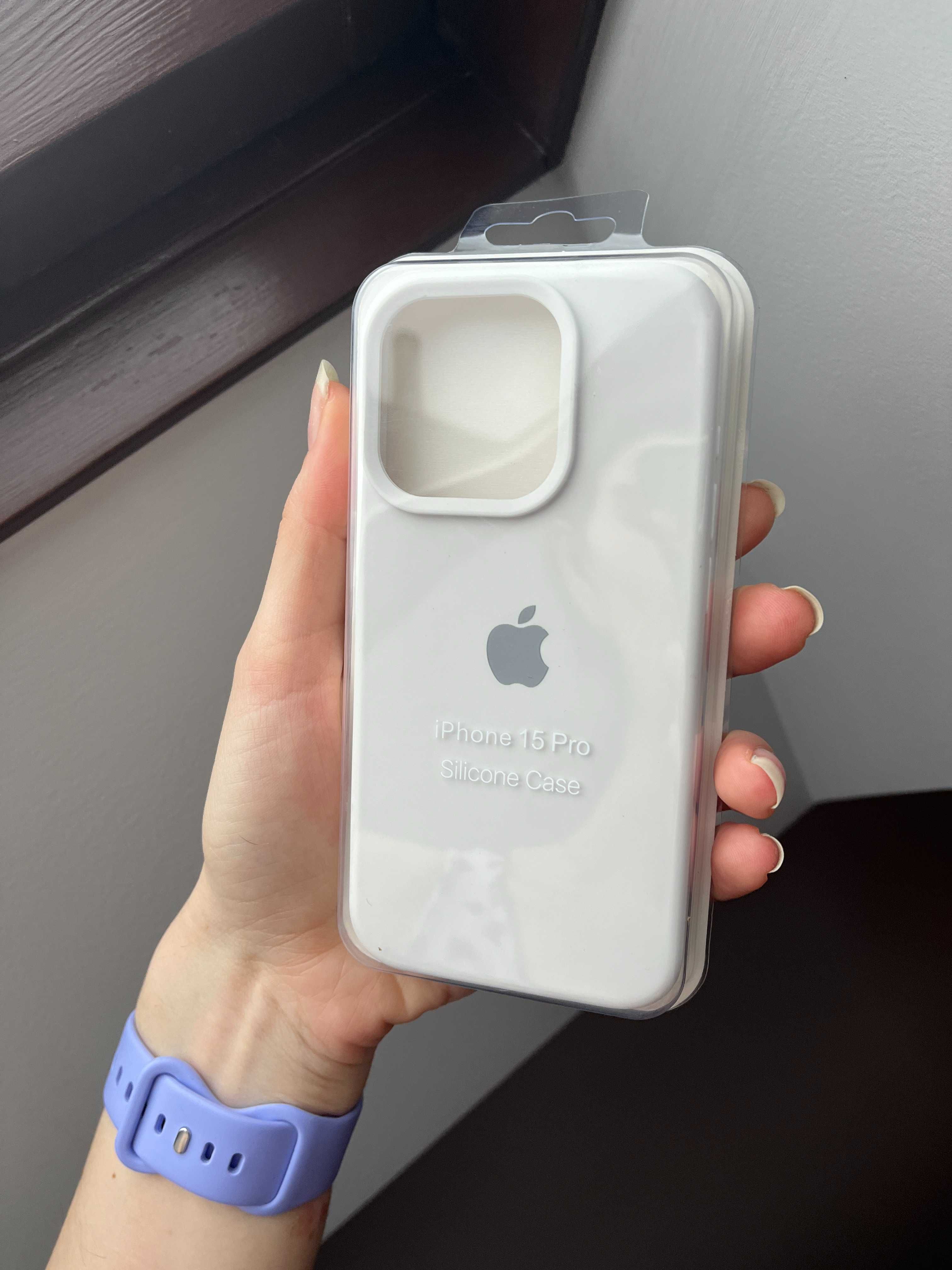 Case iPhone 15 Pro etui silikonowe nowe logo apple white białe