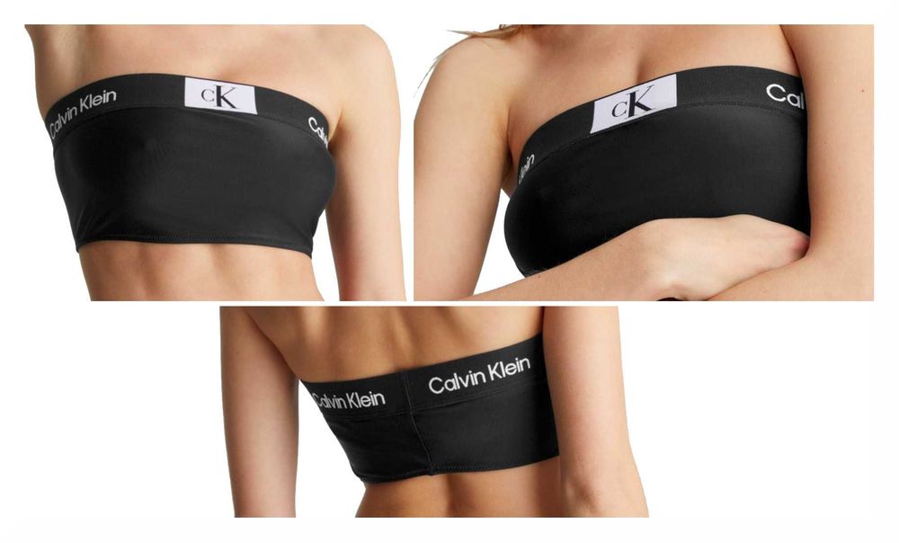 Damskie Bikini Góra CALVIN KLEIN Longline Dekolt Bandeau Czarny M