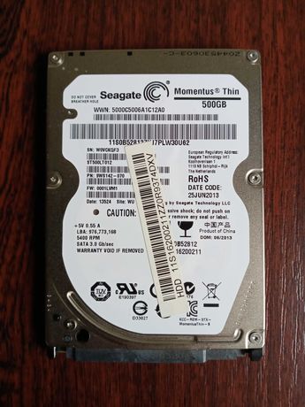 Жесткий диск Seagate Laptop HDD 500GB 5400rpm 16MB ST500LT012 2.5"